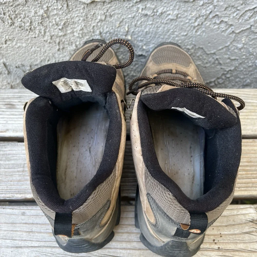 Merrell Boots Men Size 11.5 Moab 3 Hiking Mid Brown Waterproof Vibram Trail Shoe